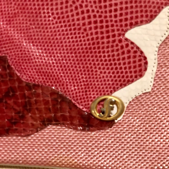 VINTAGE Carlo Fiori of ITALY Clutch Pink and Cream - Picture 3 of 8